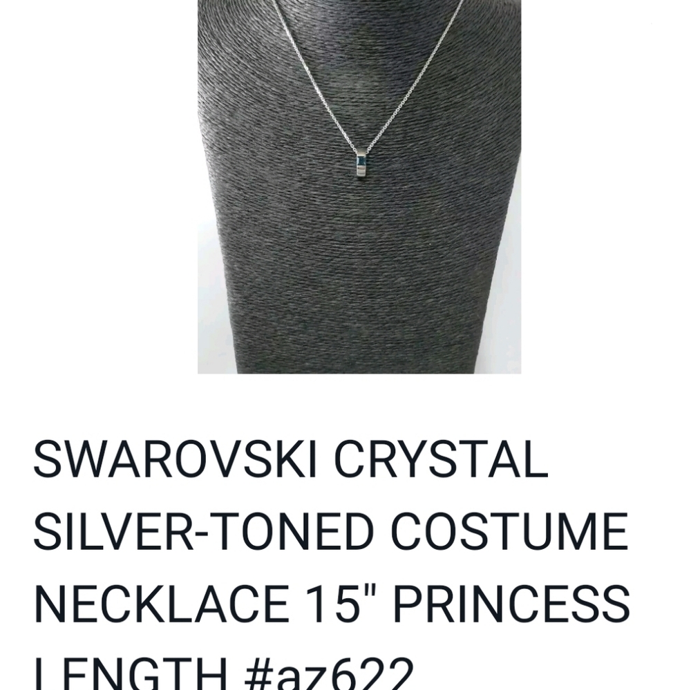 GENUINE SWAROVSKI SIGNED .925 AQUAMARINE crystal Pemdant Necklace - Picture 8 of 9